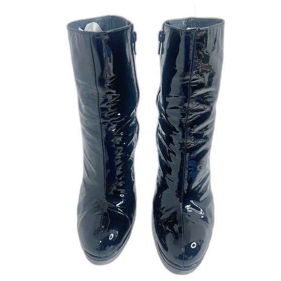 Stuart Weitzman Apollo Black Patent Leather Stiletto Boot Heeled Bootie Size 10 - Picture 3 of 13